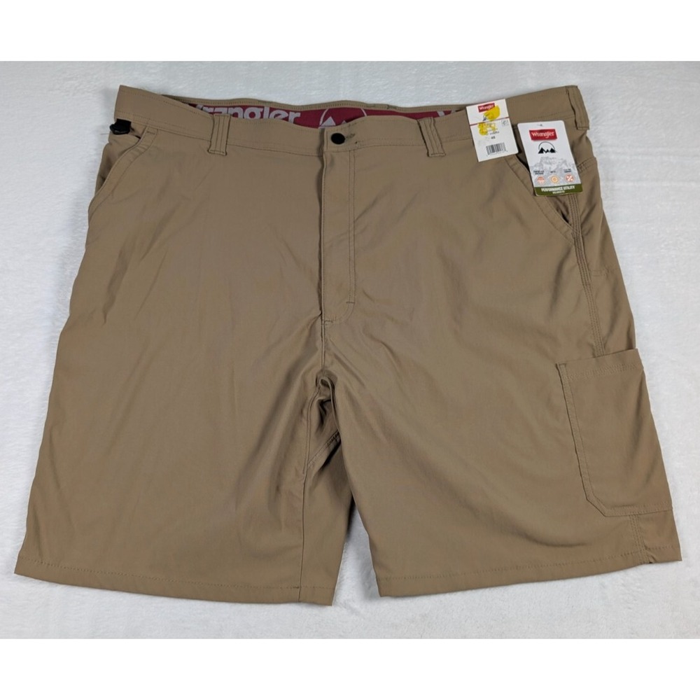 Wrangler Performance Utility Shorts Mens 48 Khaki Tan 10" NWT